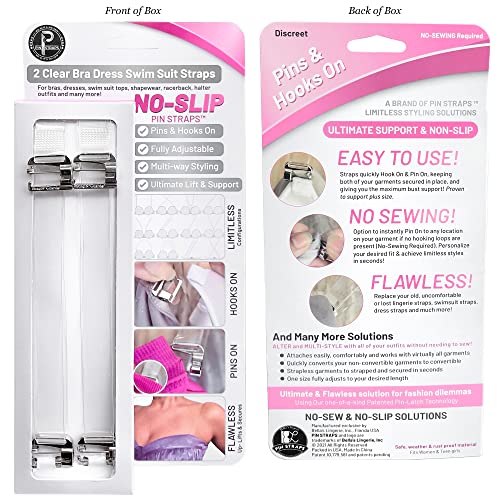 (No Sew No Slip) Clear Bra Straps, Adjustable, Strong Support by Pin Straps2
