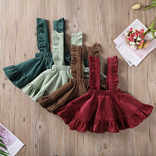 Image of Specialcal Baby Girls Velvet Suspender Skirt Infant Toddler Ruffled Casual Strap Sundress Summer Outfit Clothes