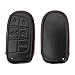 ROYALFOX Genuine Leather 3 4 5 Buttons smart Key Fob case Cover for Jeep Cherokee Compass Renegade Grand Cherokee, Fiat,Dodge Charger Challenger Dart Journey Durango Grand Caravan RAM (black)