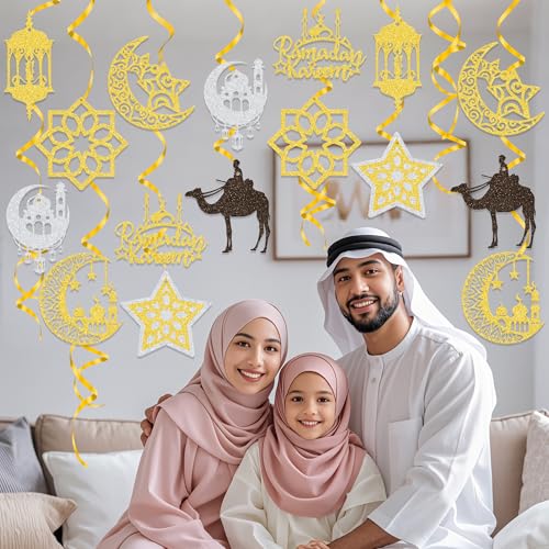 38PCS Ramadan Mubarak Decorations Umrah Mubarak Hang Swirl Star Moon Lantern Decor Sign for Eid Festival Muslim Islam Party Decoration Supplies - Image 7