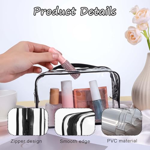 Molain 24 Pack Clear Makeup Bag, Waterproof Toiletry Bags, PVC Makeup Bags for Women, Organizer Case with Zipper for Travel Bathroom (Black)3