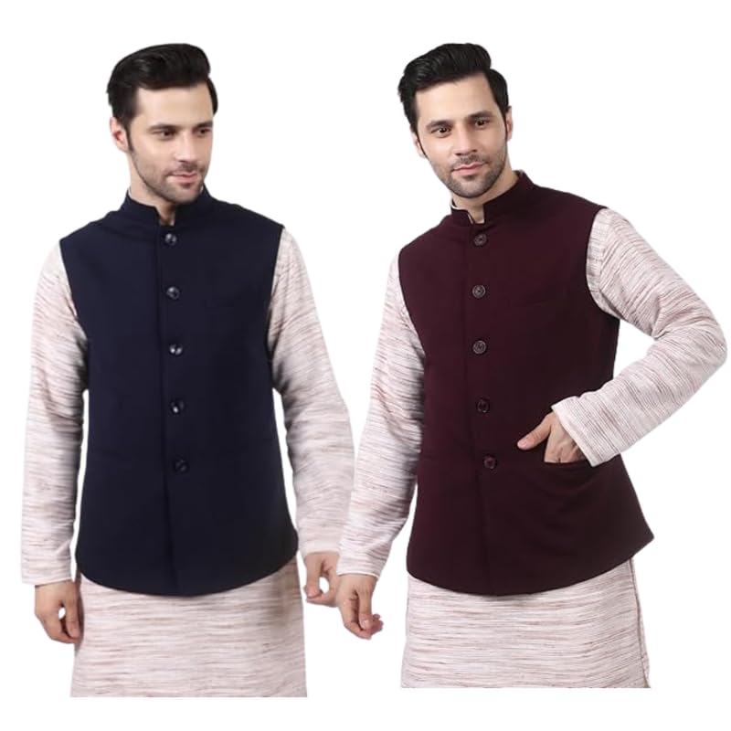 Men’s Poly Viscose Nehru Jacket Combo Pack of 2-picture-46