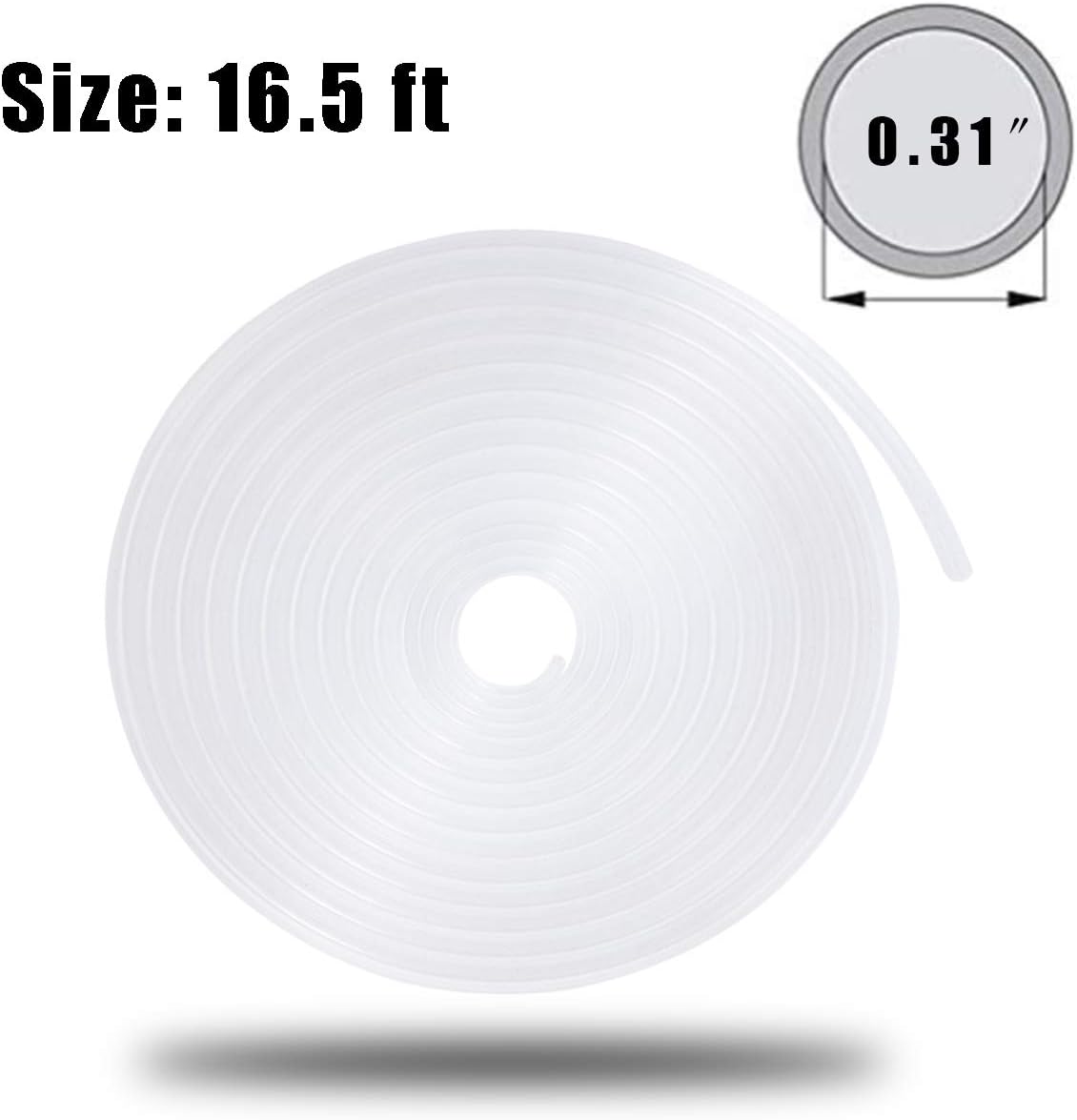 16 Feet Silicone Hose Multi-Purpose Food Grade Clear Silica Gel Tubing