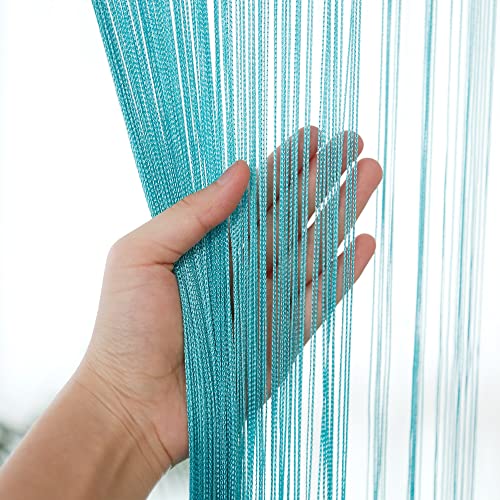 DALINA Textil - Panel Cortina Flecos de Hilos 150x260cm, Cortina de la Puerta, Cortina de Hilos de la Tira de Las Cintas, Panel Cortina devorativo. Turquesa
