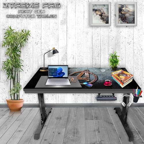 Image of Xtreme PRO Direct Theme Printed Computer Desk for Gaming, Work & Study. Large for PC, Dual Monitors, iMac, and Laptops. Metal & Engineered Wood. Black Stand Desk. 4 Feet-XPB4 (XPB425-CT-109)