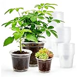 SIGONE Clear Plastic Plant Pots 36 Pack with Drainage Holes, 9cm 10cm 13cm Transparent Seedling Containers for Indoor Gardening Transplanting and Horticulture