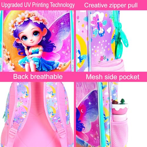 Image of AGSDON 3PCS Girl Backpacks for Elementary Kids Backpack School with Lunch Box, 16 inch Bookbag for Girls 3 in 1 Set for Water Resistant