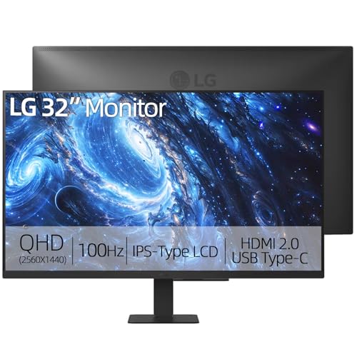 Image of LG 32 inch QHD IPS Monitor, 2560 x 1440, 100Hz, HDR10, 99% sRGB, USB-C with 15W Power Delivery, 3-Side Borderless Design, Dynamic Action Sync, Tilt Adjustable for Home Office and Productivity