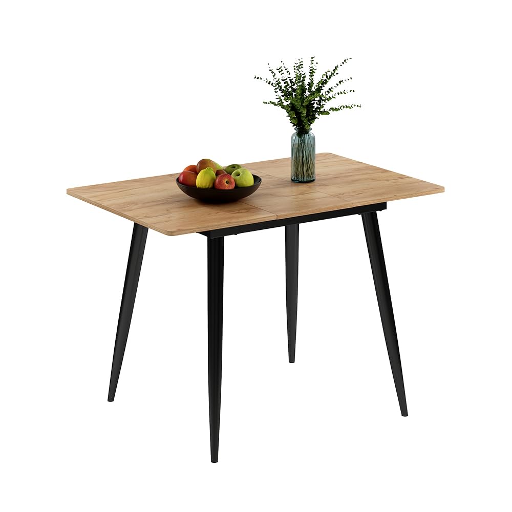 Vicco Tavolo da pranzo Beaver, Rovere Goldkraft/nero, 80 x 70 cm Estensibile, per un utilizzo flessibile come tavolo da pranzo o da lavoro