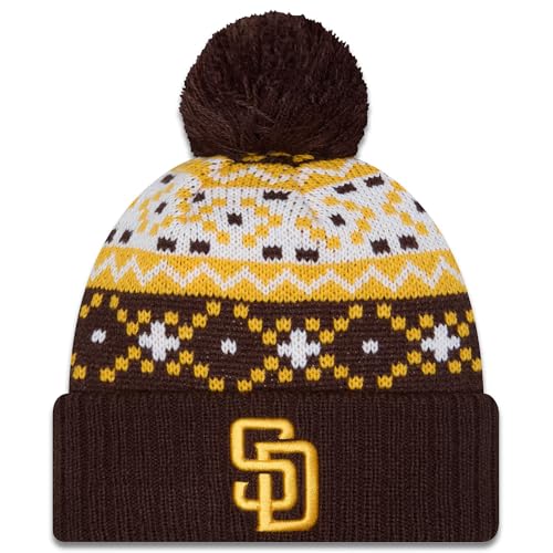 New Era Youth SD San Diego Padres Pom Cuffed Knit Beanie Hat Brown