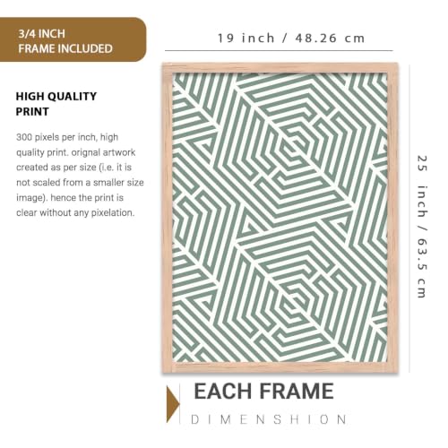 Image of HOTHOUSE Modern Art Home Decoration Pattern Paintings With Frame For Living Room Bed Room Hotel Wall Decor Digital Reprint Set of 3 (19X25 inch)