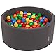 KiddyMoon Rund Bällebad Bällepool 90X40cm/300 Bälle ∅ 7Cm Ballgruben Mit Bunten Bällen Für Babys Spielbad Kleinkinder, Hergestellt In Der EU, Dunkelgrau:Gelb/Grün/Blau/Rot/Orange