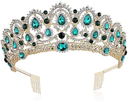 BABEYOND Vintage Crystal Queen Crown Tiara Rhinestone Wedding Princess Tiara Headband with Comb Pin