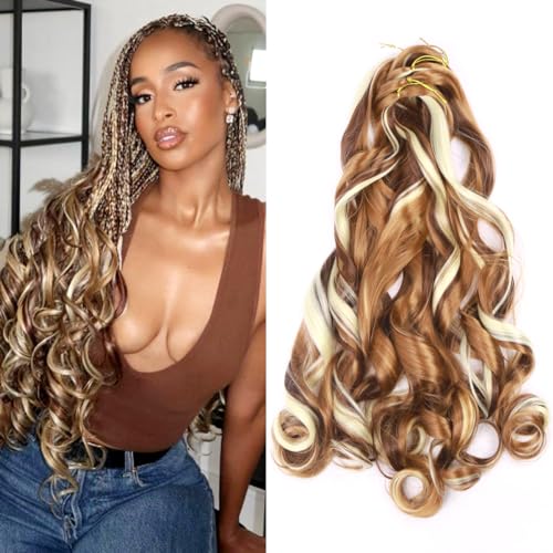 Pre Stretched Braiding Hair 20 Inch Loose Wave Crochet Braids Hair 8 packs Big wavy curly Bouncy Braiding Hair Curly Synthetic (3033613, 20 Inch(pack of 8))