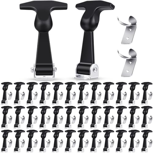 Image of Mudder 60 Pcs Elastic Stainless Steel Rubber Hood Catch Flexible T-Handle Hasp Rubber Flexible Draw Latches with Brackets for Vehicle Engine, Hood
