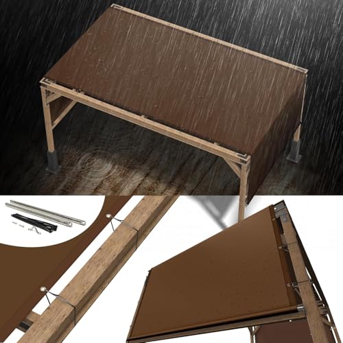 ShadeMart 8' x 16' Waterproof Pergola Brown Sun Shade...