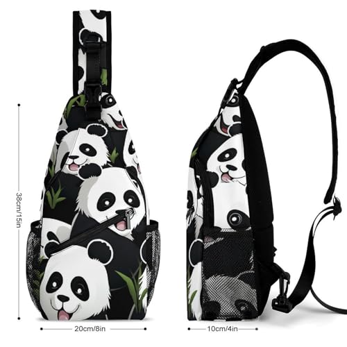 Mochila bandolera deportiva con patrón de panda blanca miniatura 2