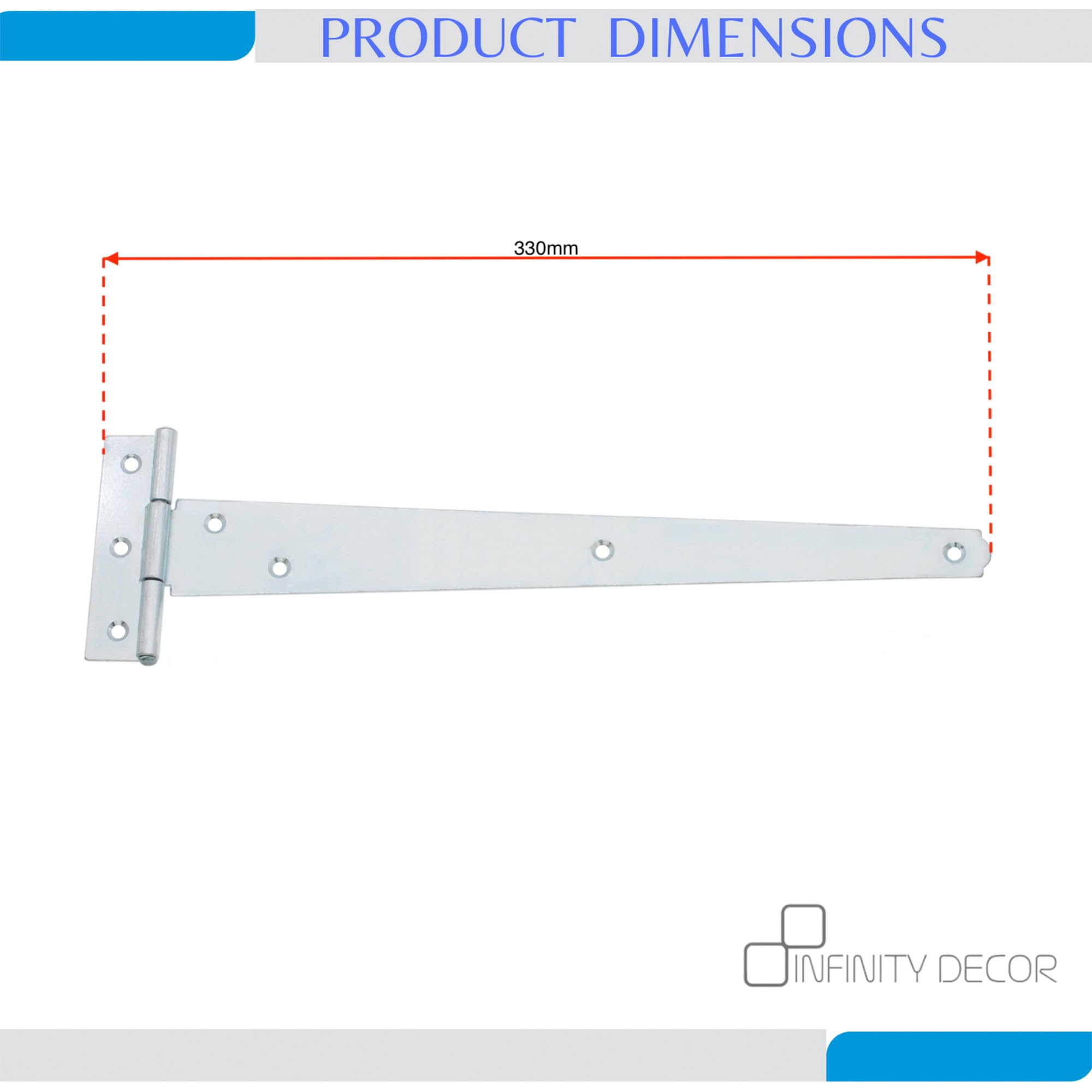 Heavy Duty 12” (330mm) T Hinges (3) with Plain Ring Gate Latch and Brenton Bolt Pack in Galvanized Zinc Finish - Image 3