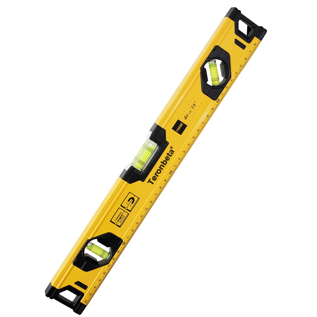 Aluminium Alloy Spirit Level 400 mm/16 Inch Shock Proof Torpedo Level with Magnetic Base and 3 Bubble 45°,90°,180° - Yellow/Black