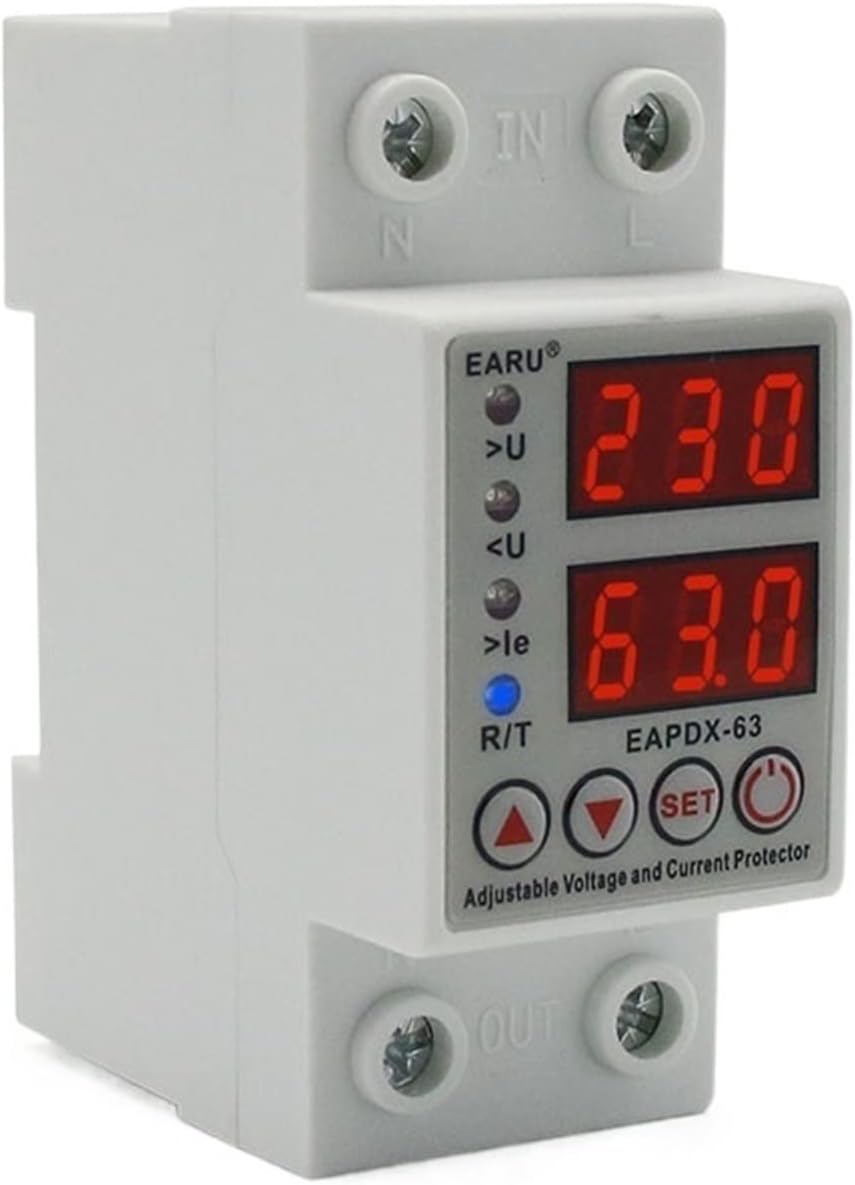 63A 230V Adjustable Over Voltage and Under Protective Device Protector Relay Current Protection Voltmeter Ammeter