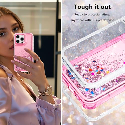 TikoVast Designed for Glitter iPhone 16 Pro Max Case, Clear Sparkle Liquid Case with Luxury Bling Design [3-in-1 Protection] Military-Grade Anti-Yellowing Cover for Women - image 4