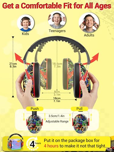 Image of Dr.meter Kids Ear Protection for Monster Jam, 27.4dB Noise Cancelling Headphones for Kids Toddlers, Adjustable Ear Muffs for Adults Noise Reduction in Airplane, Fireworks, Concerts and Sports