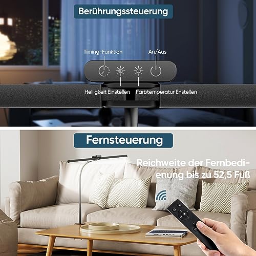 brightower Doppelkopf Schreibtischlampe LED Dimmbar, 24W 80CM Schreibtischlampe klemmbar für Homeoffice… – Ansicht 2