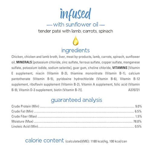 Purina Beneful Infused Moist Canine Meals Pate with Actual Lamb, Carrots and Spinach, with Sunflower Oil – (Pack of 12) 3 oz. Cans Purina Beneful Infused Moist Canine Meals Pate with Actual Lamb, Carrots and Spinach, with Sunflower Oil – (Pack of 12) 3 oz. Cans