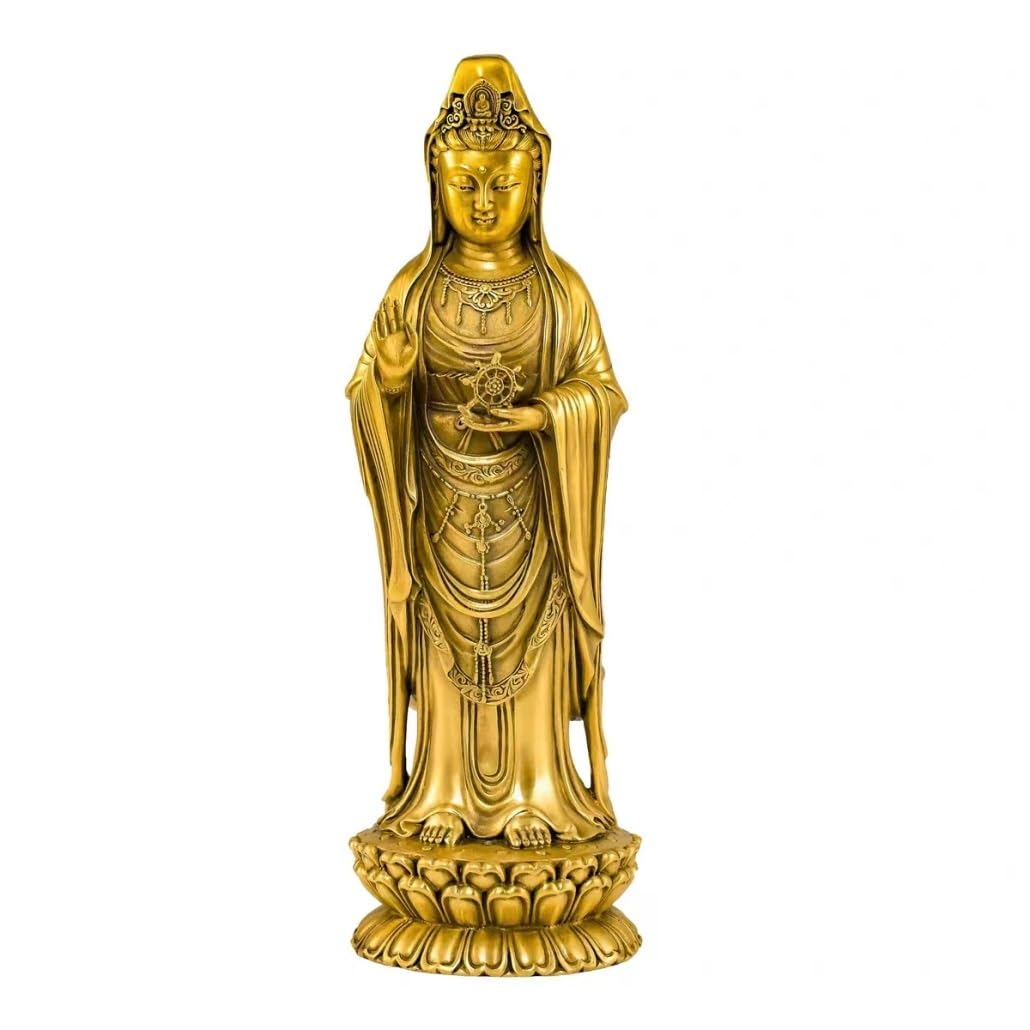 GAOJUNAN Buddha Statue,Zen Altars, 11.4 Inch Meditation Buddha Statue Decoration Copper Sculpture Room Decor Home Desk Shelf Decoration