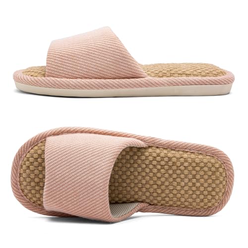 Czgcpyc Zapatillas de Lino y Tela Zapatillas de Interior para casa Zapatillas silenciosas para Todas Las Estaciones Unisex EU 37 38