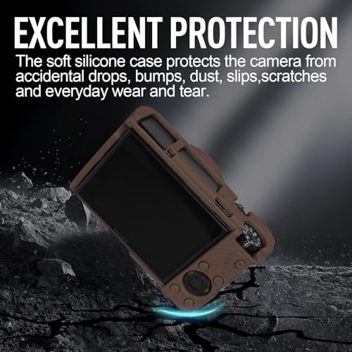 Image of Easy Hood Case for Sony DSC-RX100 IV V VI VII DSLR Camera, Silicone Camera Case Lightweight Soft Carrying Cover with Removable Lens Cover (Brown)