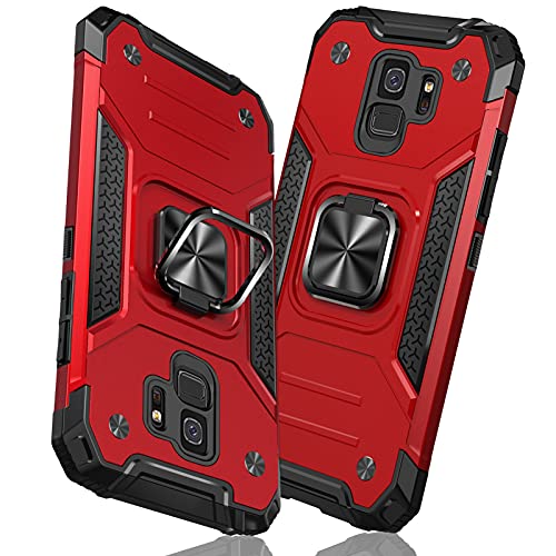 TMUJWS Samsung Galaxy S9 用ケース リング 衝撃吸収 耐衝撃 TPU+PCバンパー 二重構造 米軍MIL規格 全面保護カバー 滑り防止 車載ホルダー対応 擦り傷防止 滑り止め 軽量 薄型 サムスンギャラクシー S9 用カバー 指紋防