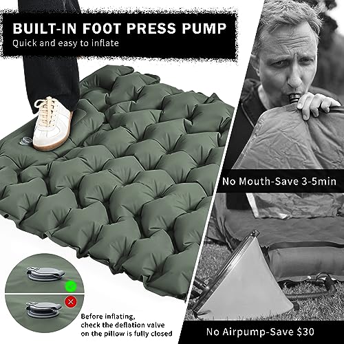 ROPODA Camping Mattress, Ultralight Sleeping Mat with Pillow, Built-in Foot Pump - Image 2