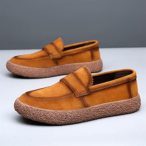 Mens Loafers Round Toe Smoking Loafers Simple Leather Lightweight Flat Heel Comfortable Classic Slip-on3