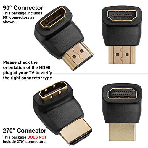 Image of HDMI 90 Degree, 180-Pack (60 3-Packs), Right Angle Adapters /Connectors, Supports HDMI 2.0b 4K 60hz HDR