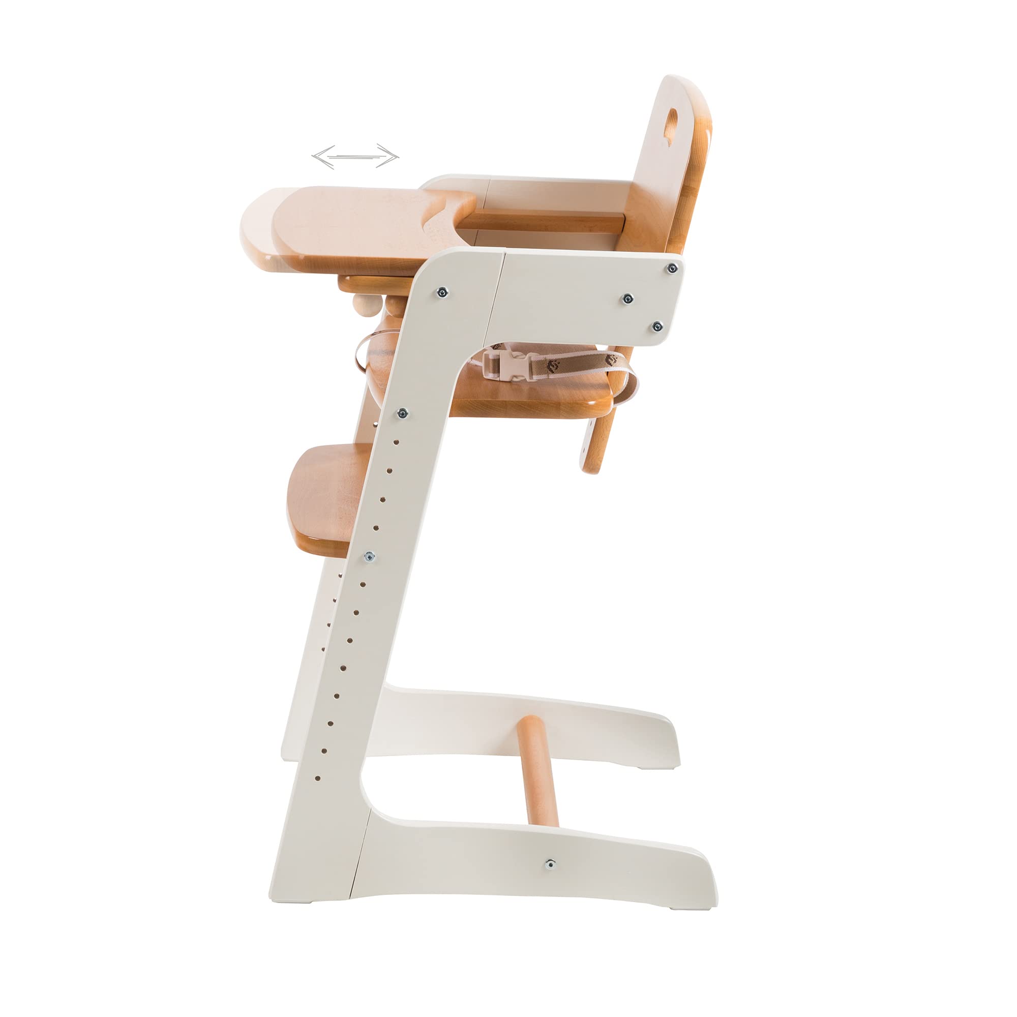 roba Trona Evolutiva de Madera Maciza Kid Up + Bandeja de Comida Desmontable, Altura Ajustable, de 6 Meses hasta 50 kg, Bicolor
