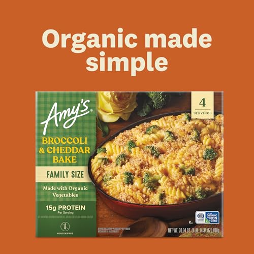 Amy's Frozen Meals, Broccoli & Cheddar Bake Bowl, Made With Organic Vegetables, Microwave Meals, 9.5 Oz