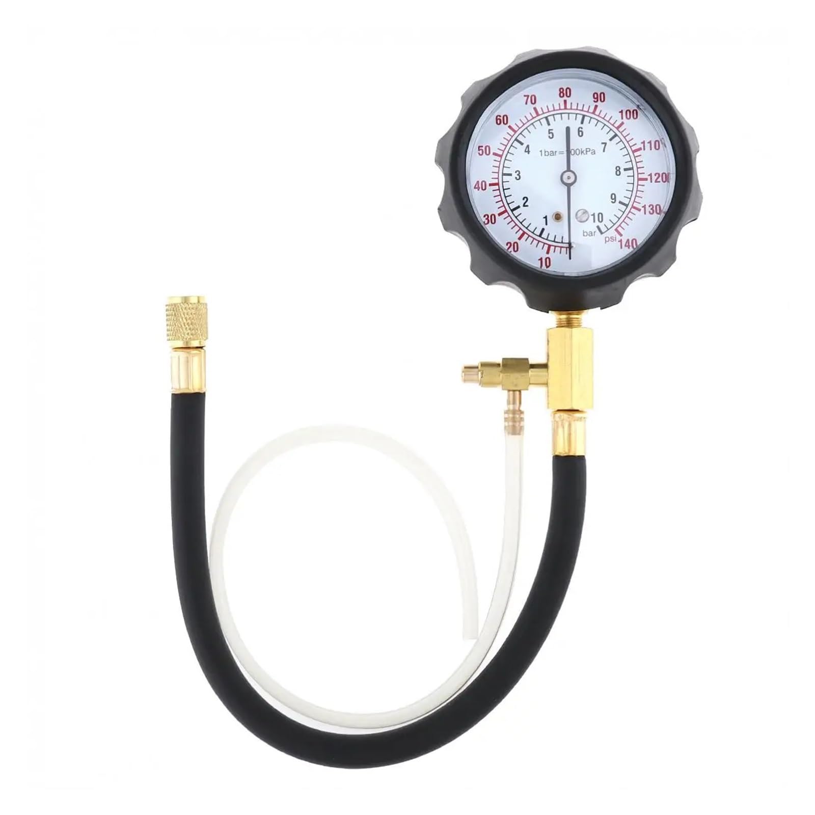0~140PSI/0~10 Bar Kit di Strumenti Diagnostici for Tester di Pressione di Iniezione del Carburante di Compressione Sostituibile con Valvola E Tubo di Scarico per Auto, Moto, Camion