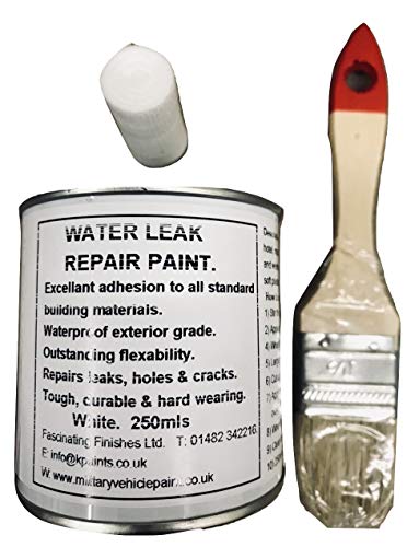 1 x 250ml White. Stop Water Leak Repair Paint Kit. Repairs Gaps Around Window Frames, Cracks In Roofs, Leaking Gutters & Fall Pipes. Use at Home, Van, Boat, Caravan, Mobile Home, Kennel, Cattery, Work, Care Home, Hotel, School.