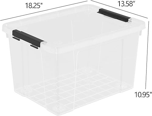 Miniatura 3 de Contenedores de almacenamiento de plástico grandes de 40 cuartos de galón con tapas, bolsa de almacenamiento transparente con ruedas, 4 paquetes