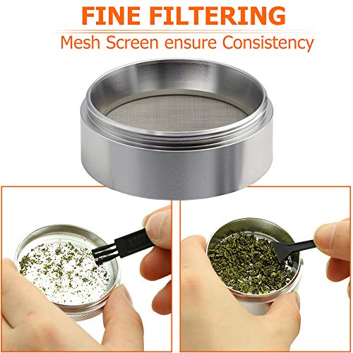 woleyi 4 kamers draagbare aluminium kruidenmolen met pollenschraper (55 mm) - Image 7