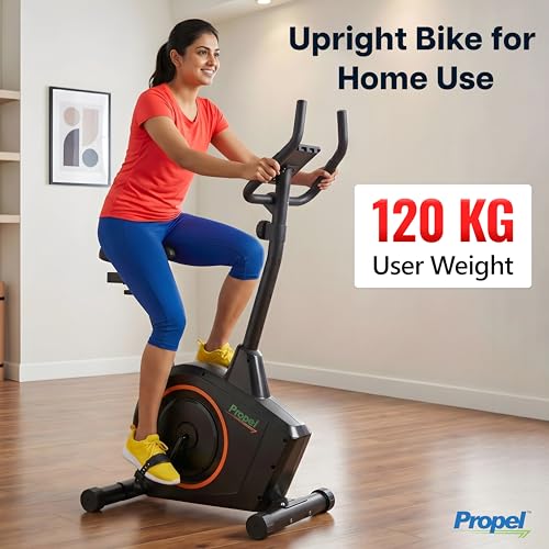 Image of Propel FitnessOne HU 57i Silent Upright Cycling Machine for Home | 5Kg 2-Way Flywheel | 8-Level Magnetic Resistance | LCD Performance Monitor | Hand Pulse Sensors | 120 Kg Capacity | Adjustable Seat