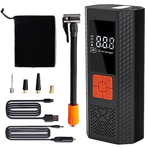 BEELIFY Tire Inflator Portable Air Compressor – Air Pump for Car Tires – Air Compressor for Car (150 PSI) – – Motorcycle, Electric Bike Pump and Bicycle Pump w/LED Light