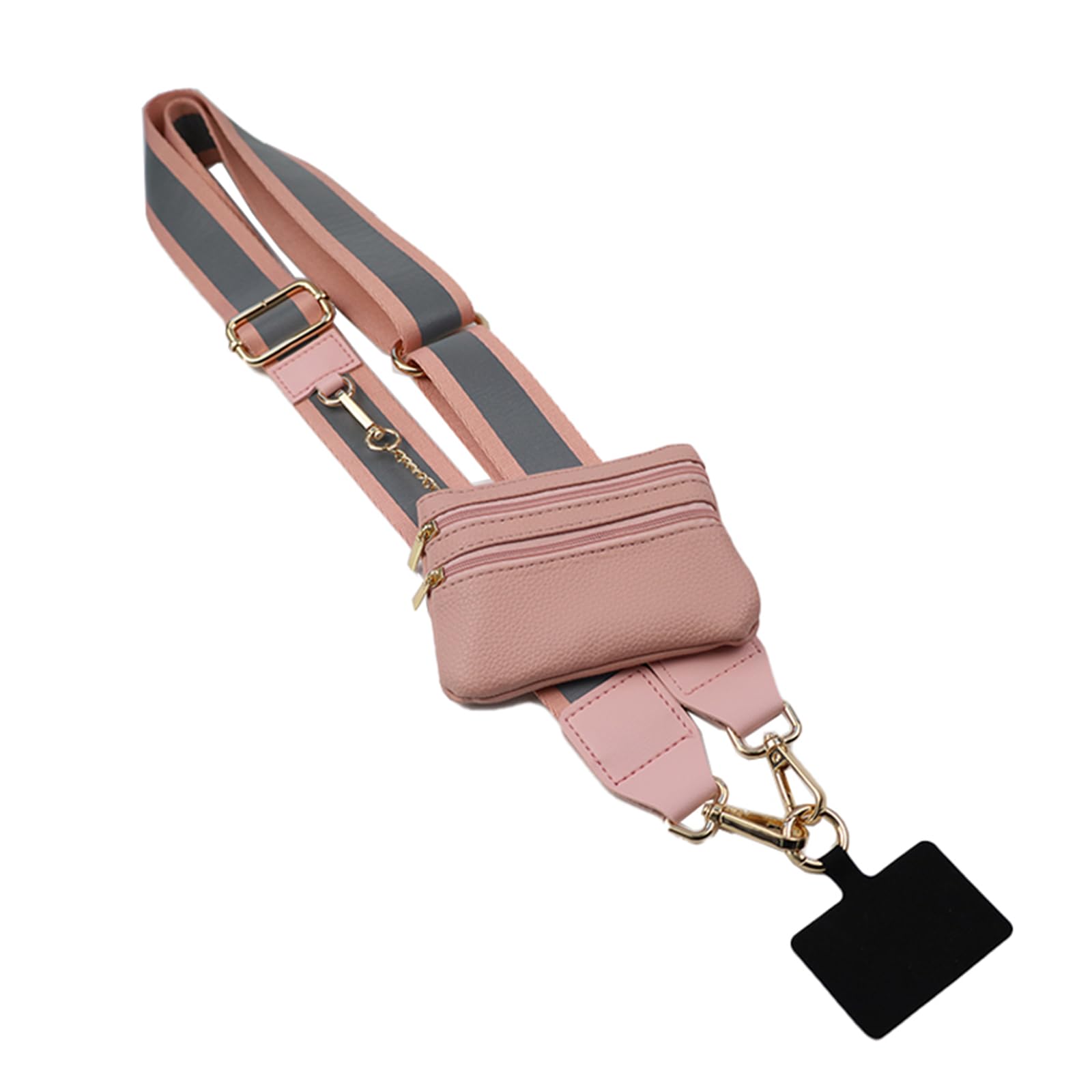 Ksopuert Reflective Pink Reflective Clip And Go Strap Crossbody Phone Chain With Zipper Wallet Pouch Adjustable Phone Lanyard Wristband (Reflective Pink)