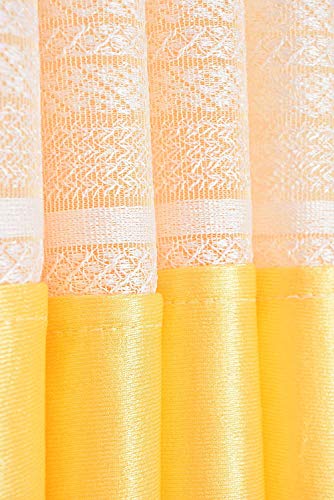 Image of Polyester Floral Patch Printed Curtains for Home Decor, Windows, Door, Long Door (Set of 2 Pcs) (Yellow, 7 Feet)
