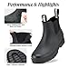 HISEA Women's Short Rain Boots Fashion Waterproof Chelsea Boots Ankle Garden Shoes for Ladies Non Slip Outdoor Work Booties Lightweight Rubber Rainboots with Comfort Insole, Size 7.5 Black