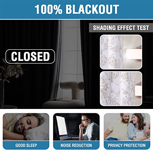Image of BFAM Floral Print 100% Blackout Curtain with Black Linning at Back, Floral Print Curtains for Living Room /Bedroom Thermal Insulated Energey Saving Blossom Curtain, Pack of 1 Curtain