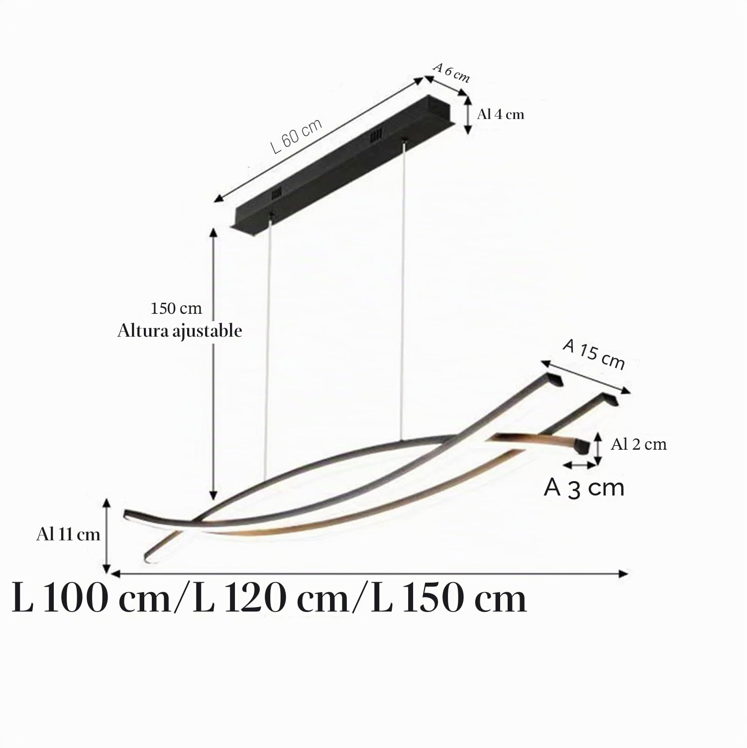 Lámpara de Mesa de Comedor LED Lámparas Colgantes Regulable con Control Remoto Salon Cocina Lámparas de techo Altura Regulable Ajustable para sala de estar Estudio Oficina (Negro, L100cm)