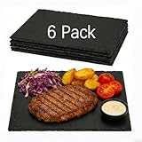 DASSNANE 6 Pack 12 inch*8 inch Cheese Boards Black Slate Charcuterie Boards,Slate for Laser Engraving Natural Food Contact Safe Stone,Suitable for Gourmet Platter of Meat, Fruit, Party, Appetizers