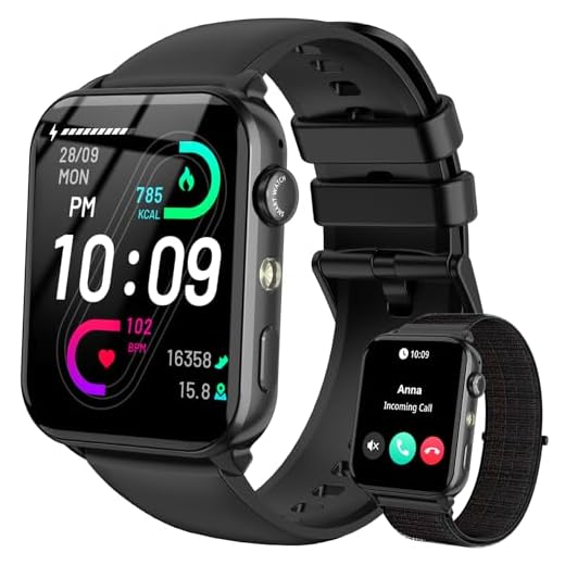 IOWODO Montre Connectée Femme Homme, Montre Appel, Appels Numérotation, 100 Modes de Sport, Écran 1.85 Pouce, Assistant Vocal, Bluetooth 5.0, pour Android/iOS (Noir)